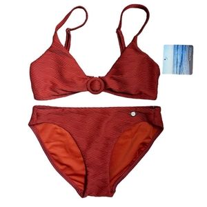 NWT Sunseekers Women's Orange Zig Zag Textured Bikini Set Size 8